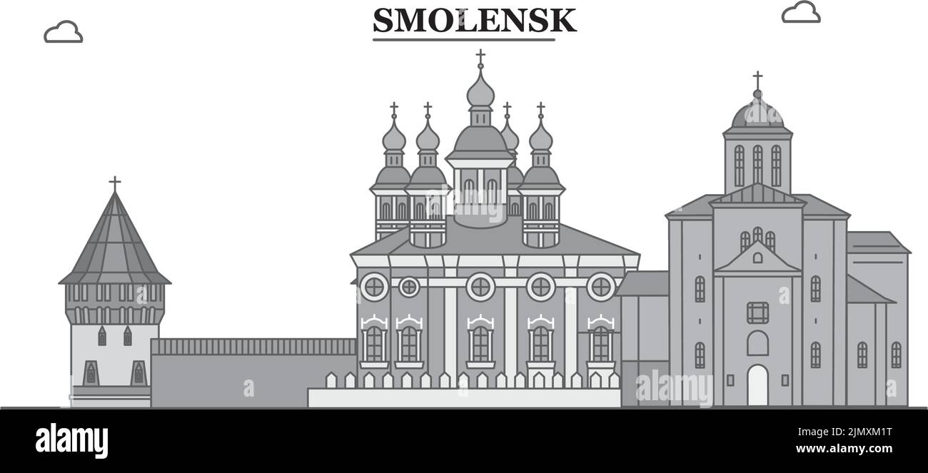 Russie, Smolensk ville horizon isolé illustration vectorielle, icônes Illustration de Vecteur