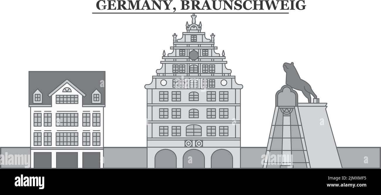 Allemagne, illustration vectorielle isolée de la ville de Braunschweig, icônes Illustration de Vecteur