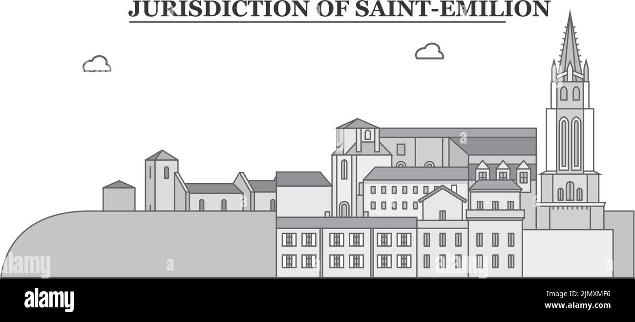 France, ville de Saint-Émilion, illustration vectorielle isolée, icônes Illustration de Vecteur