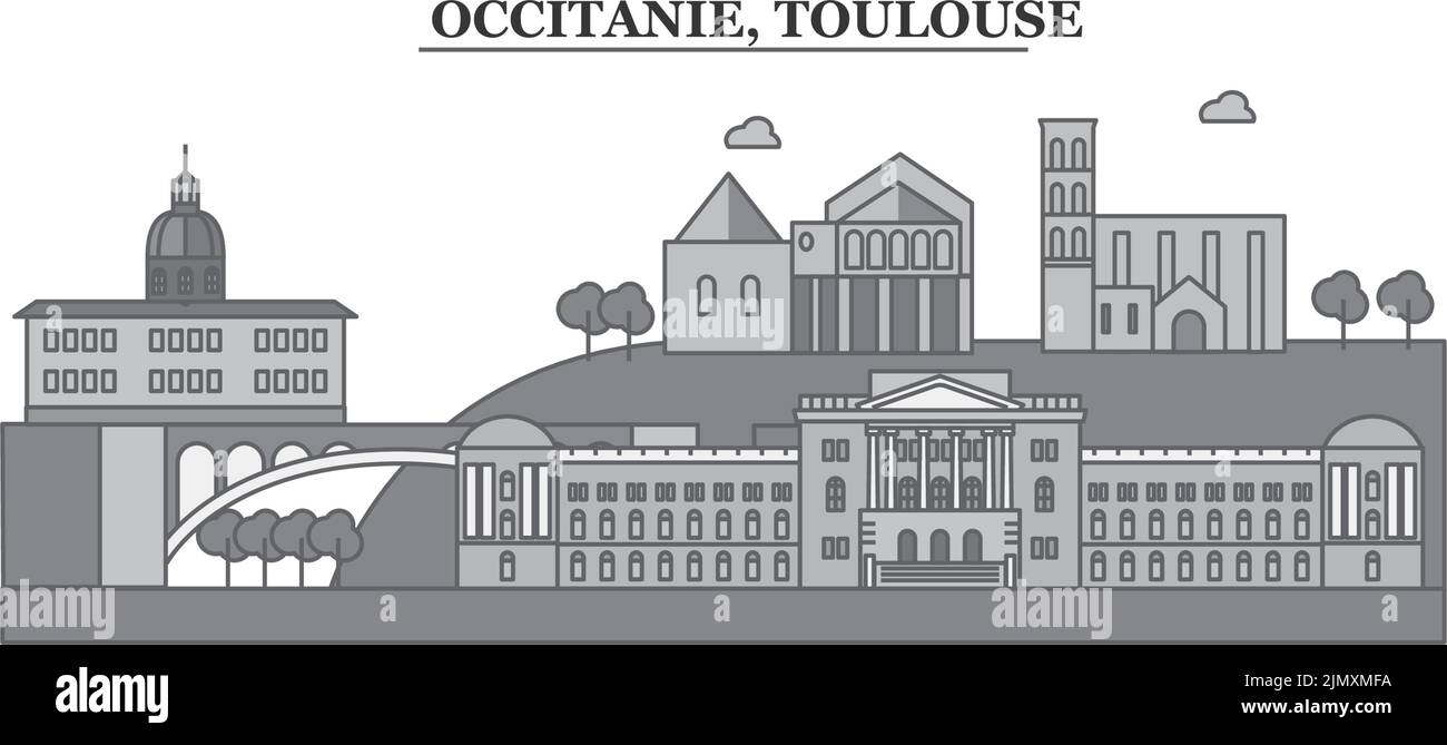 France, Toulouse ville Skyline illustration vectorielle isolée, icônes Illustration de Vecteur