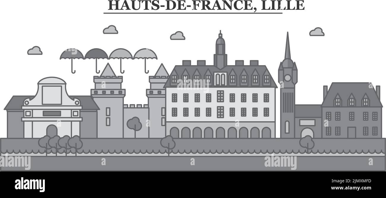 France, ville de Lille, illustration vectorielle isolée, icônes Illustration de Vecteur