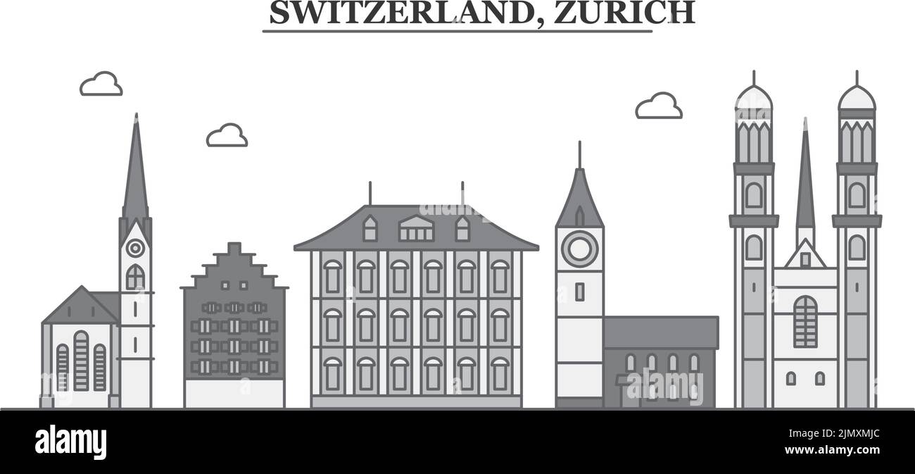 Suisse, Zurich ville horizon illustration vectorielle isolée, icônes Illustration de Vecteur