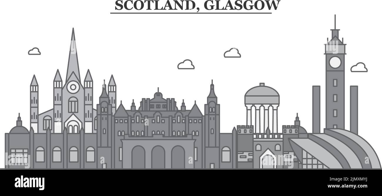 Écosse, ville de Glasgow, illustration vectorielle isolée, icônes Illustration de Vecteur