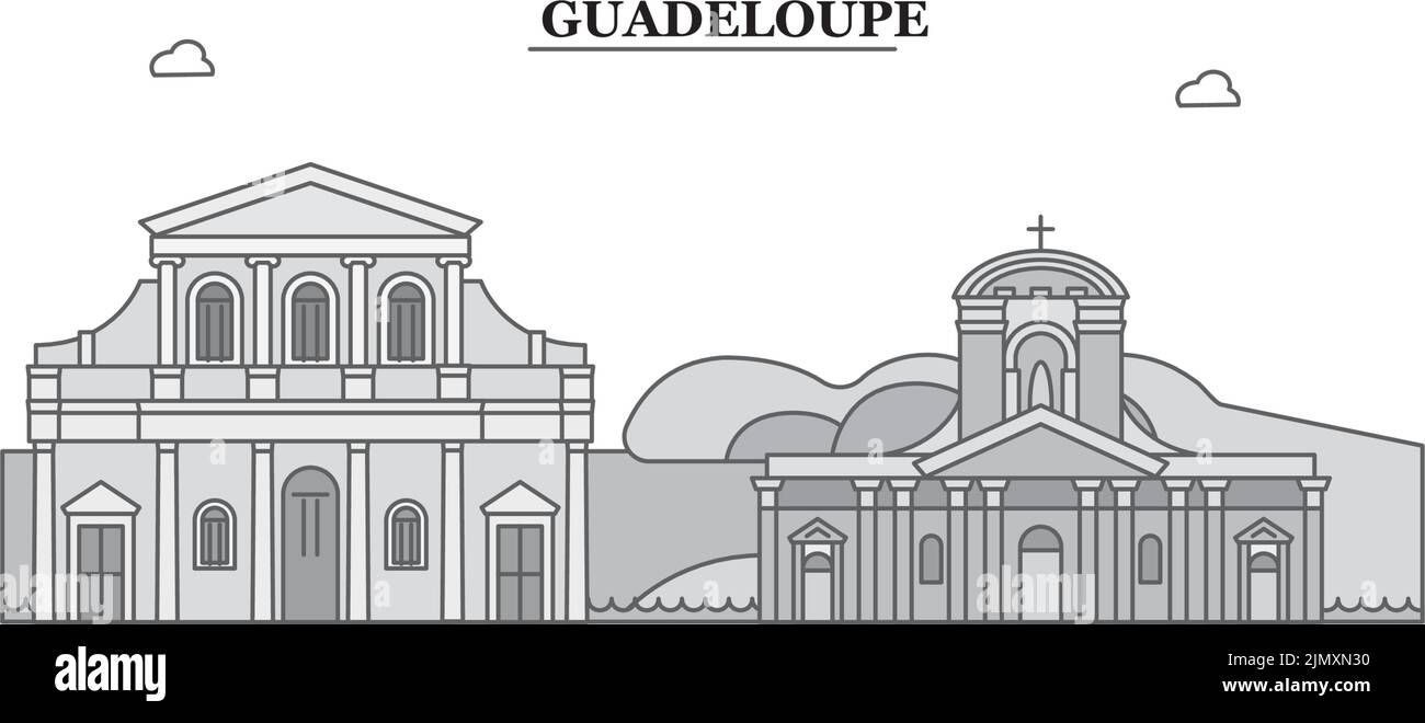 Guadeloupe ville horizon illustration vectorielle isolée, icônes Illustration de Vecteur