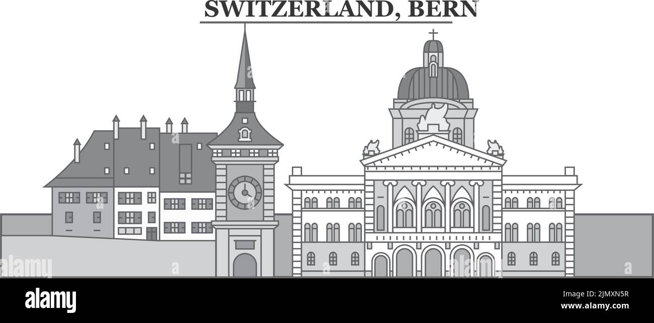 Suisse, ville de Berne, illustration vectorielle isolée, icônes Illustration de Vecteur