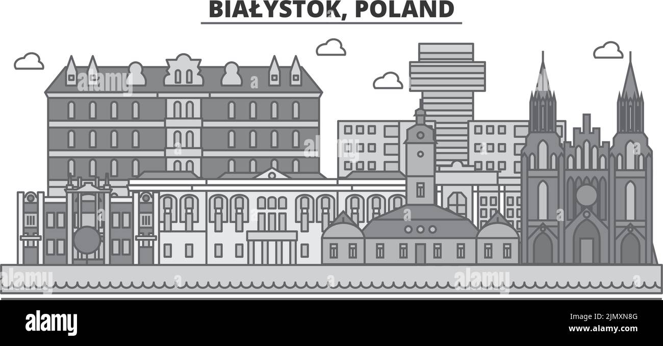 Pologne, Bialystok ville horizon isolé illustration vectorielle, icônes Illustration de Vecteur