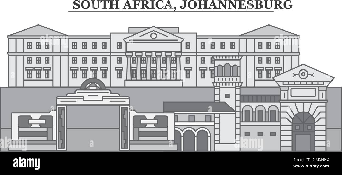 Afrique du Sud, horizon de la ville de Johannesburg illustration vectorielle isolée, icônes Illustration de Vecteur