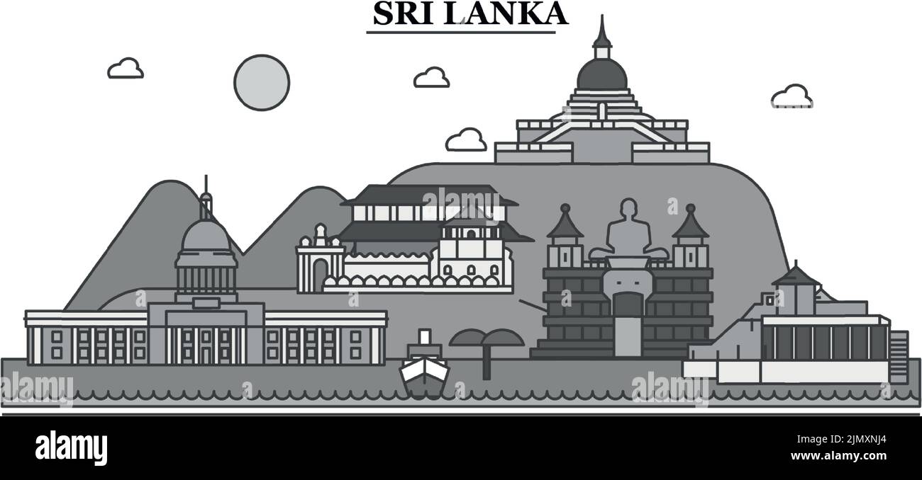 Illustration vectorielle isolée de la ville de Sri Lanka, icônes Illustration de Vecteur