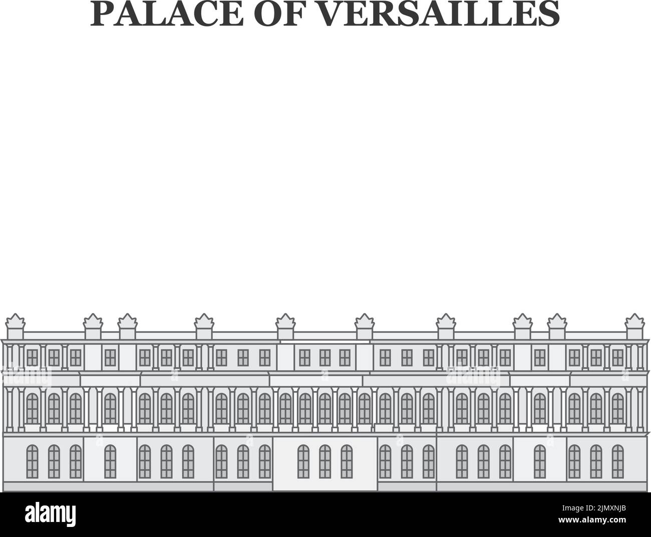 France, Versailles Landmark ville horizon illustration vectorielle isolée, icônes Illustration de Vecteur