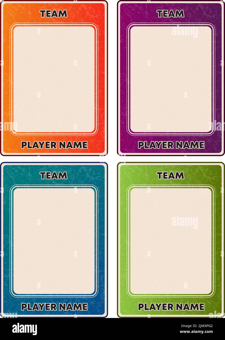 Ensemble de modèles de cadres de cartes de joueur de ligue de baseball rétro Illustration de Vecteur