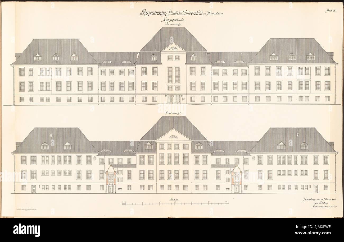 Clinique psychiatrique de l'Université Albertus Königsberg: 2 vues longitudinales 1: 100 Banque D'Images