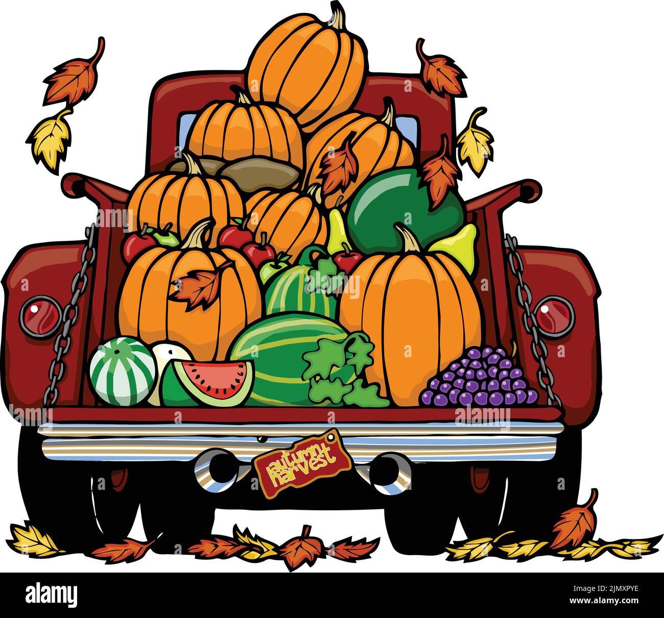 arrière d'un camion de citrouille d'automne Illustration de Vecteur