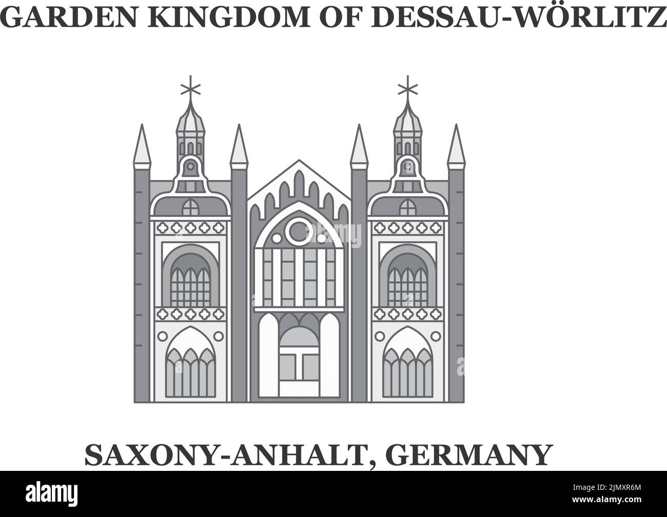 Allemagne, Worlitz, ville de Garden Kingdom Skyline illustration vectorielle isolée, icônes Illustration de Vecteur