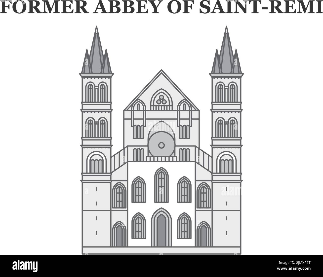 France, ancienne abbaye de Saint-Remi Landmark ville Skyline illustration vectorielle isolée, icônes Illustration de Vecteur