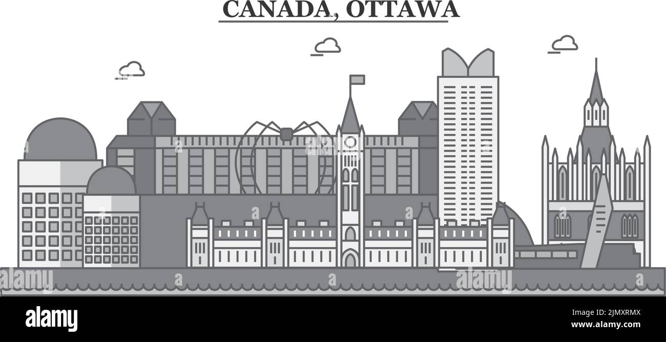 Canada, ville d'Ottawa illustration vectorielle isolée, icônes Illustration de Vecteur