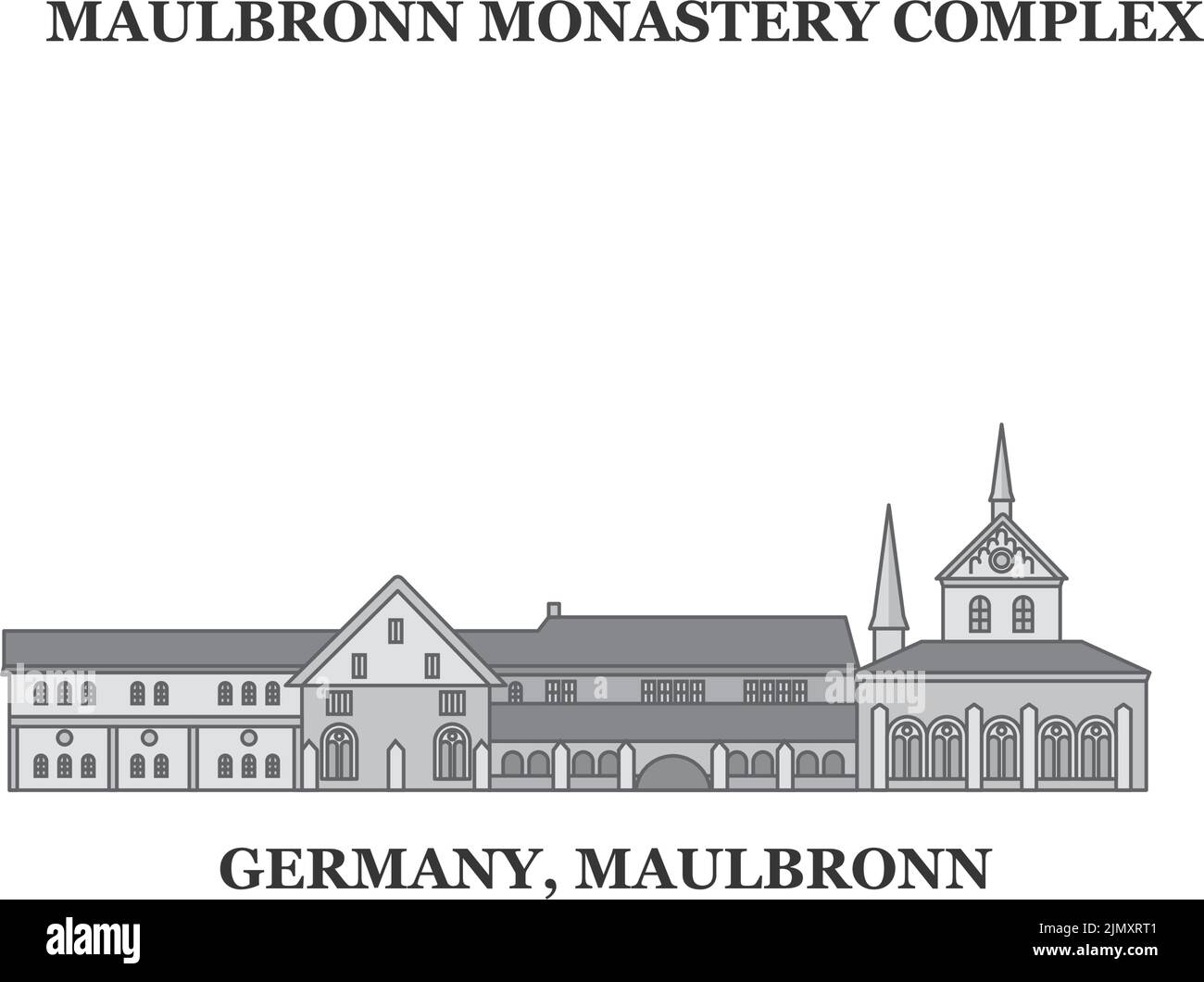 Allemagne, Maulbronn Monastère ville horizon isolé illustration vectorielle, icônes Illustration de Vecteur