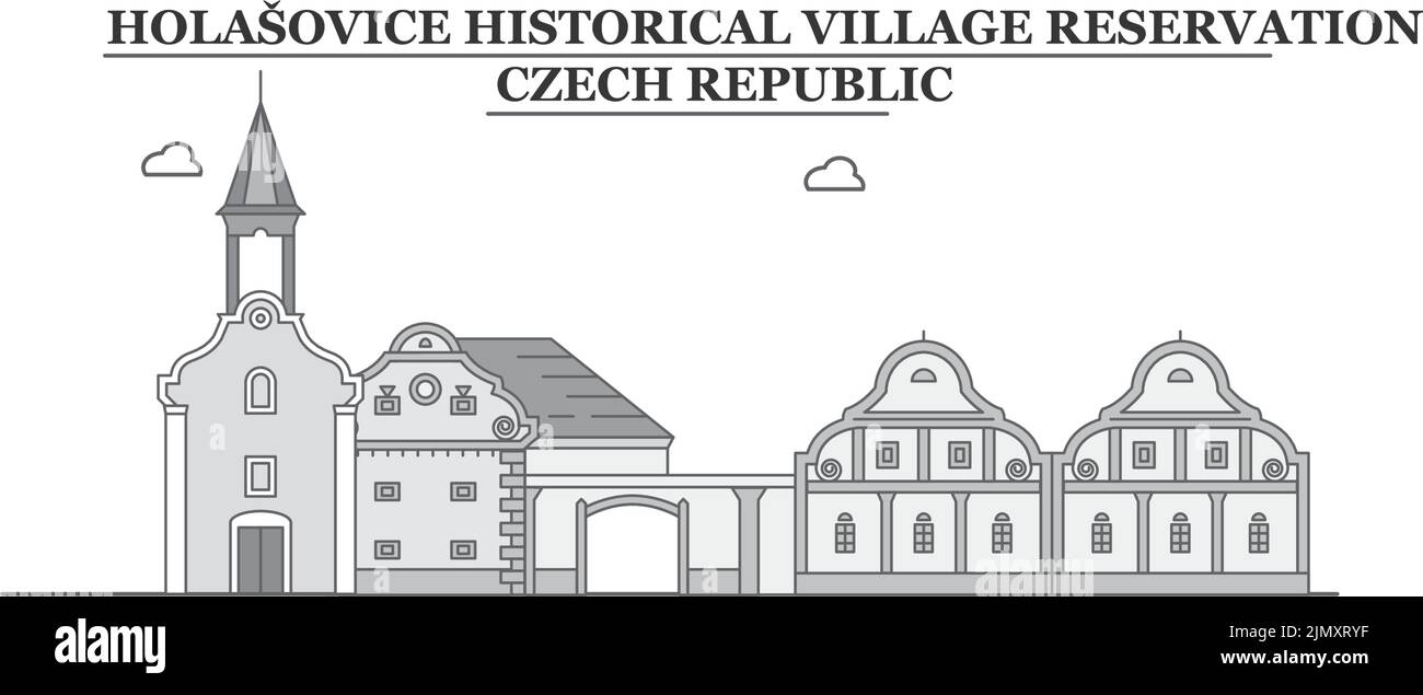 République tchèque, horizon de la ville de Holasovice illustration vectorielle isolée, icônes Illustration de Vecteur