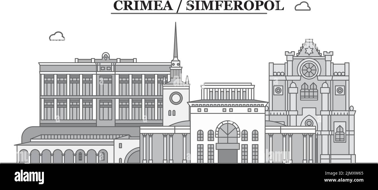 Russie, Simferopol ville horizon isolé illustration vectorielle, icônes Illustration de Vecteur