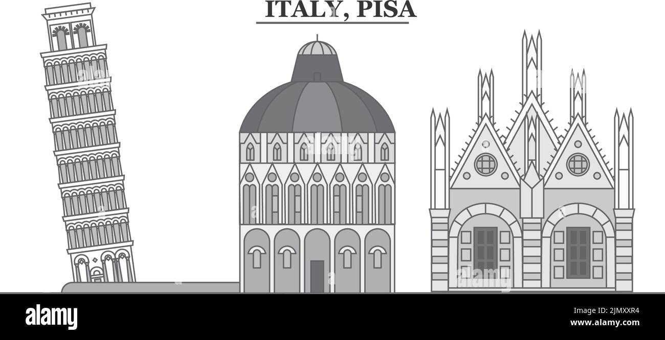 Italie, ville de Pise, illustration vectorielle isolée, icônes Illustration de Vecteur
