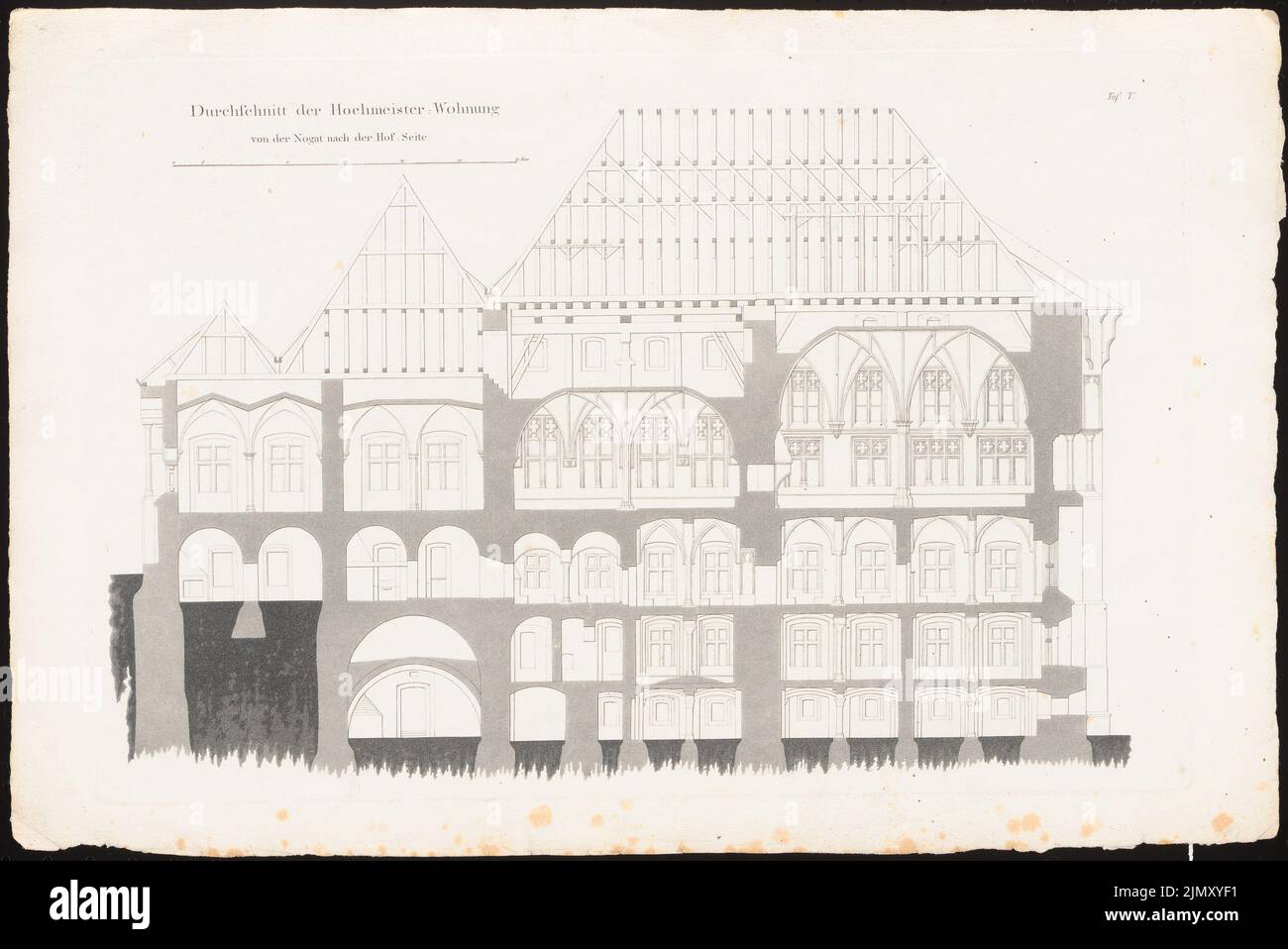 Büsching, le château des chevaliers allemands de Marienburg, Berlin 1823 (1823-1823) : section transversale. Couture sur papier, 28,6 x 42,8 cm (y compris les bords de numérisation) Banque D'Images