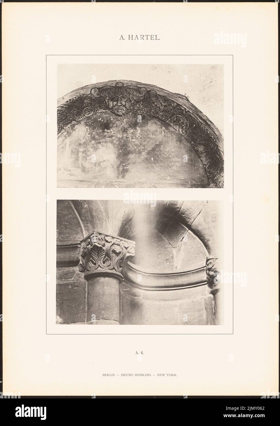 Hartel August (1844-1890), Pauluskirche, Worms. (Depuis : l'architecture. Détails et ornements de l'architecture de l'église dans les types élégants du Moyen Age, série 1st, Berlin 1896.) (1896-1896): Vues Chornischen. Légère pression sur le papier, 48,7 x 34,3 cm (y compris les bords de numérisation) Banque D'Images