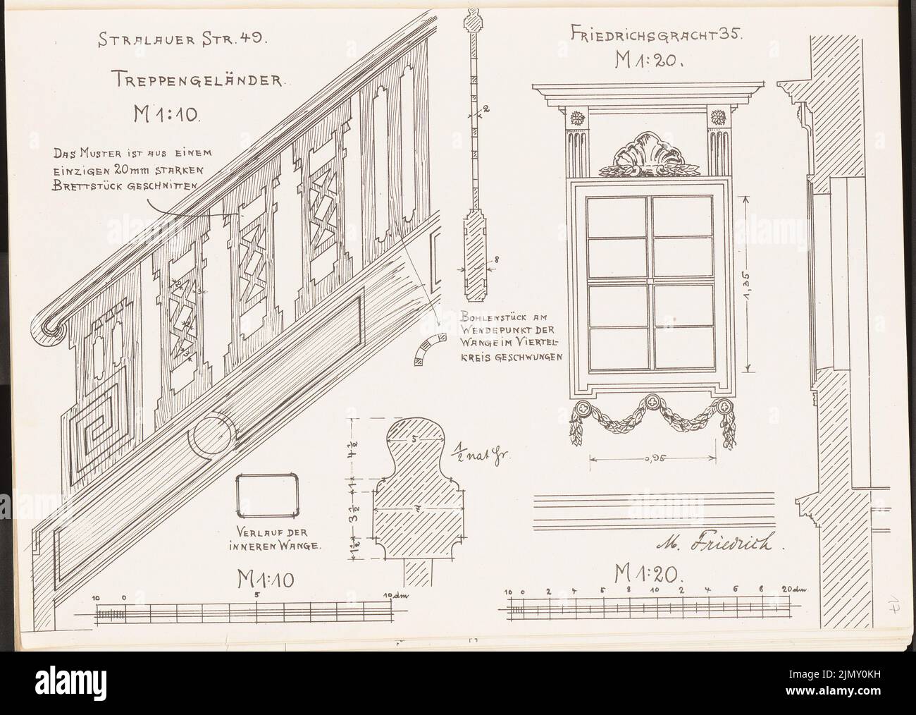 Friedrich M., Stairmain Stralauer Straße 40, fenêtre Friedrichsgracht 35, Berlin. (De: Architecton. Esquisses d'Alt-Berlin, éd. V. Akad. Association des architectes, (1904-1904): Vues, Détails. Impression légère sur papier, 24,4 x 34,3 cm (avec Bords de numérisation) Banque D'Images