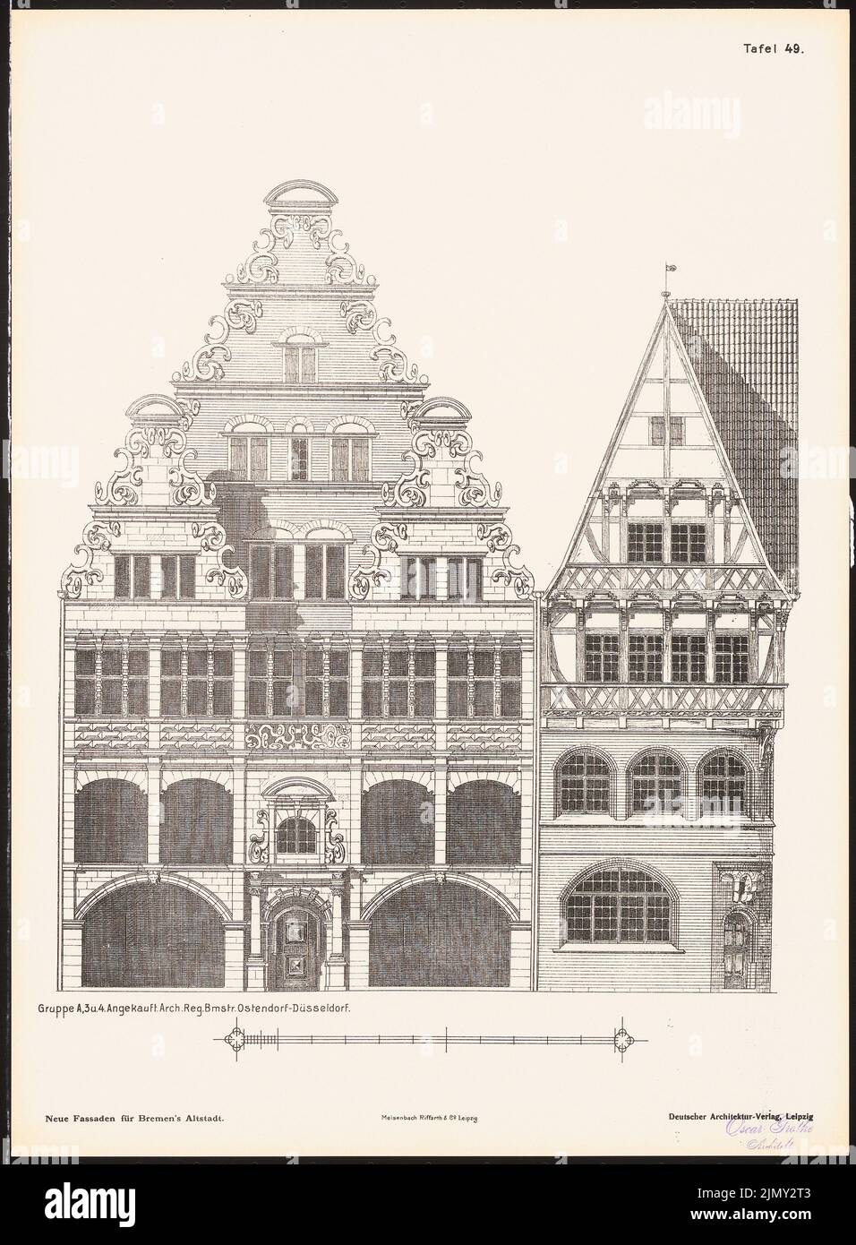 Ostendorf Friedrich (1871-1915), nouvelles façades de la vieille ville de Brême. Résultat de d. Concours d. Association de Bentheim à Brême, Edit. V. Richard Landé, Leipzig (sans date): Vues. Pression sur le papier, 48,4 x 35,6 cm (y compris les bords de numérisation) Banque D'Images