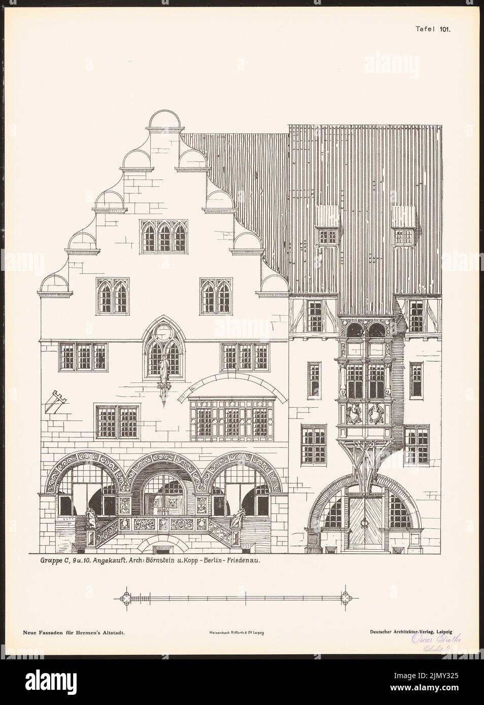 Börnstein & Kopp, nouvelles façades de la vieille ville de Brême. Résultat de d. Concours d. Association de Bentheim à Brême, Edit. V. Richard Landé, Leipzig (sans date): Vues. Pression sur le papier, 48,4 x 35,5 cm (y compris les bords de numérisation) Banque D'Images