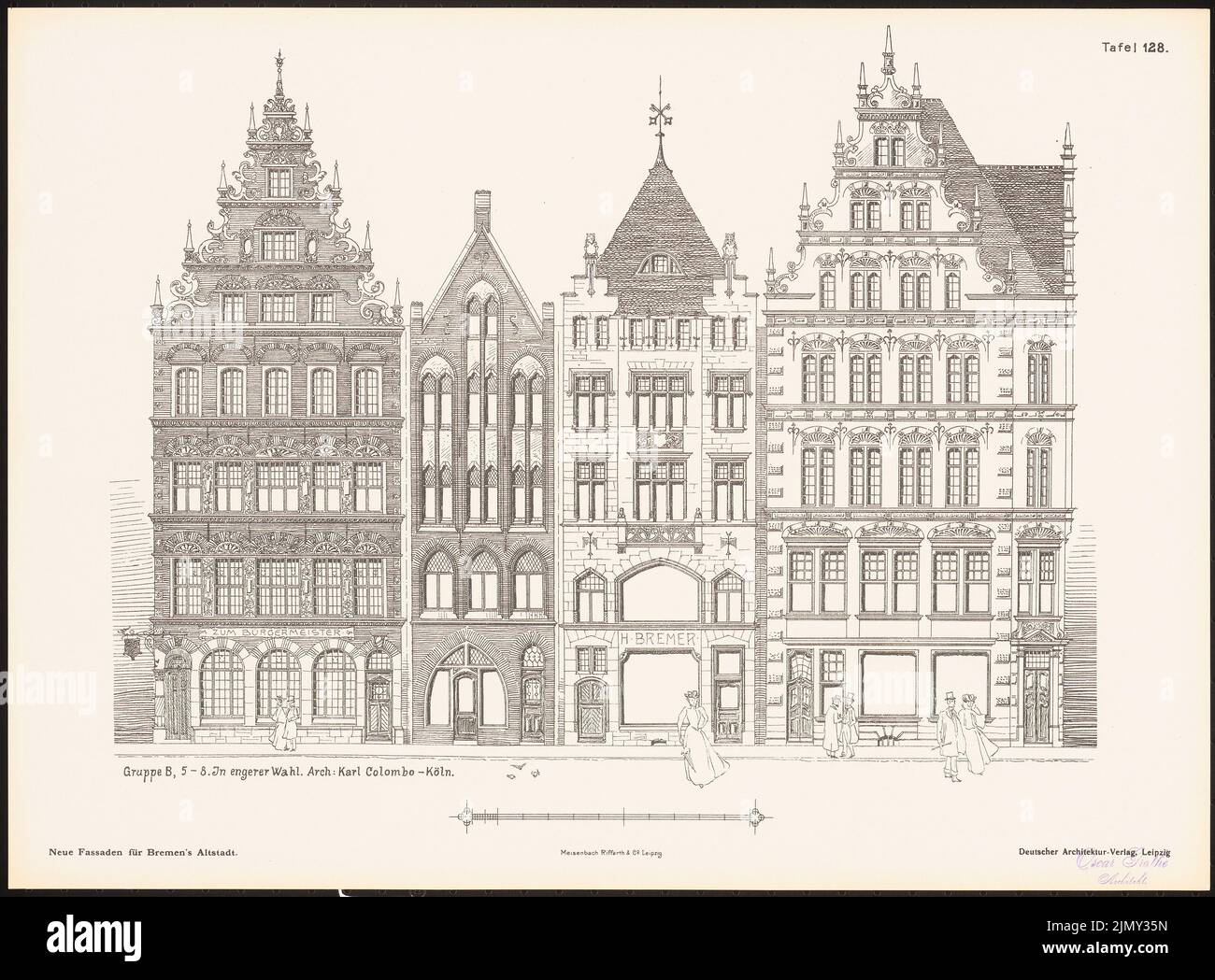 Colombo Karl, nouvelles façades de la vieille ville de Brême. Résultat de d. Concours d. Association de Bentheim à Brême, Edit. V. Richard Landé, Leipzig (sans date): Vues. Impression sur papier, 35,5 x 48 cm (bords de numérisation inclus) Banque D'Images