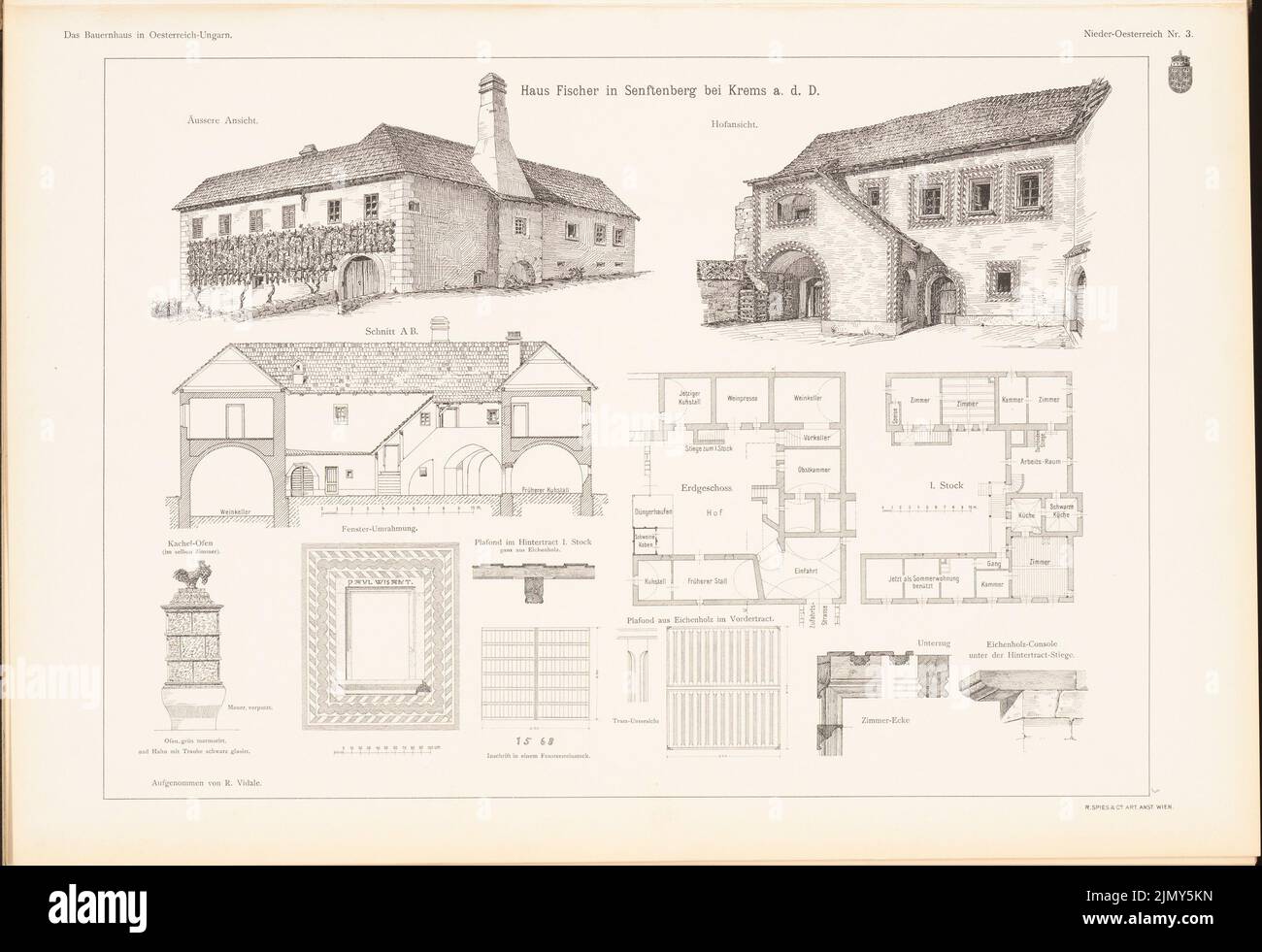 Vidale R., Haus Fischer à Senftenberg/Donau. (De: La ferme en Autriche-Hongrie, Ed. Pression sur papier, 32,7 x 47,7 cm (y compris les bords de numérisation) Banque D'Images