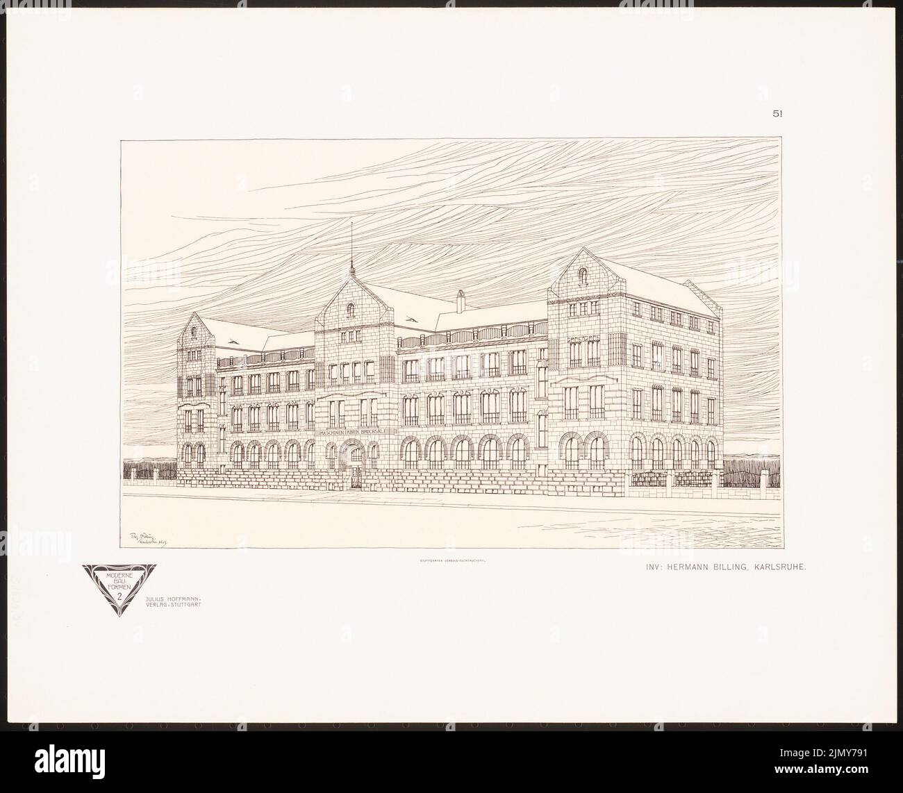 Billing Hermann (1867-1946), bâtiment administratif de l'usine de machines Bruchsal. (Depuis : les formes de construction modernes. Façades, intérieurs, détails dans le club avec R. Beauclair, éd. ) Banque D'Images