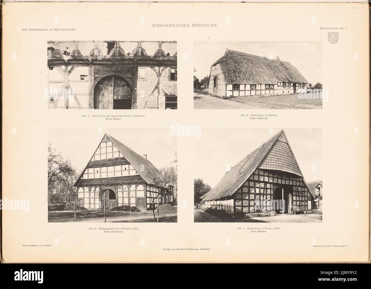 Ludorff A., ferme, nord-est de la Westphalie. (Depuis : la ferme de l'Empire allemand et ses frontières, Ed. Vorance of German Architects and I (1906-1906) : vues. Pression sur papier, 34 x 47,8 cm (avec Bords de numérisation) Banque D'Images