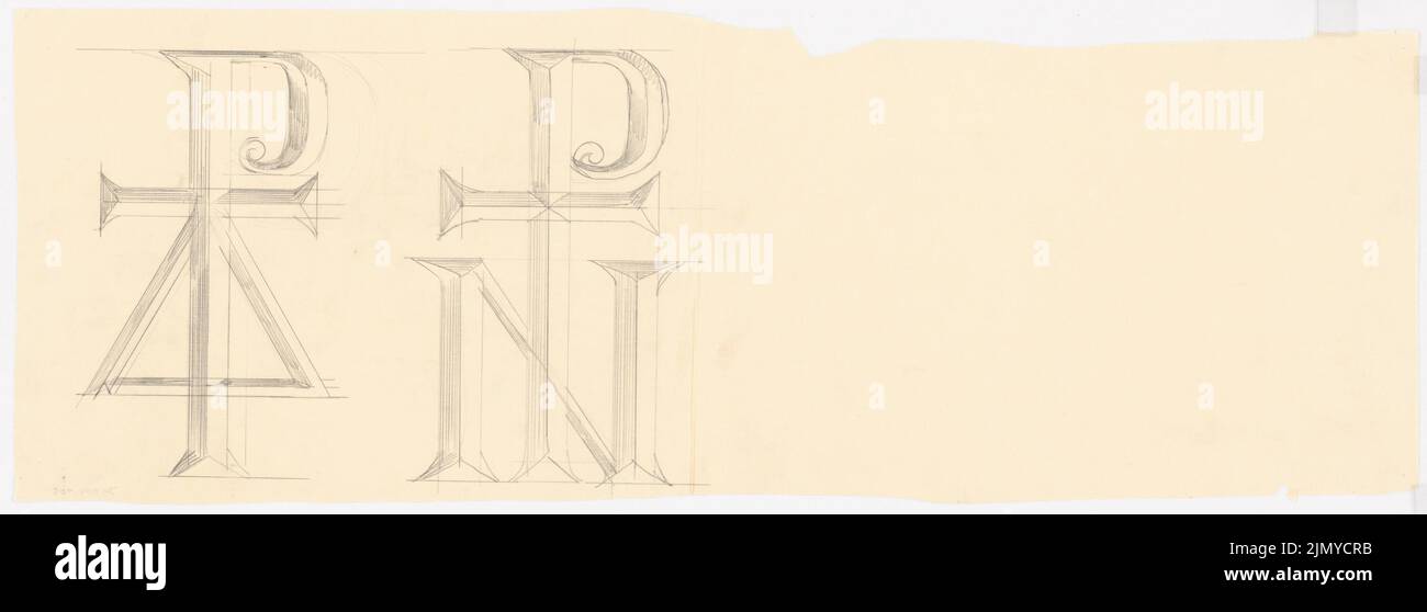 Klomp Johannes Franziskus (1865-1946), Église de la Trinité (avec presbytère), Dortmund (1897-1898) : inscription. Crayon sur transparent, 27,3 x 75,8 cm (y compris les bords de numérisation) Banque D'Images