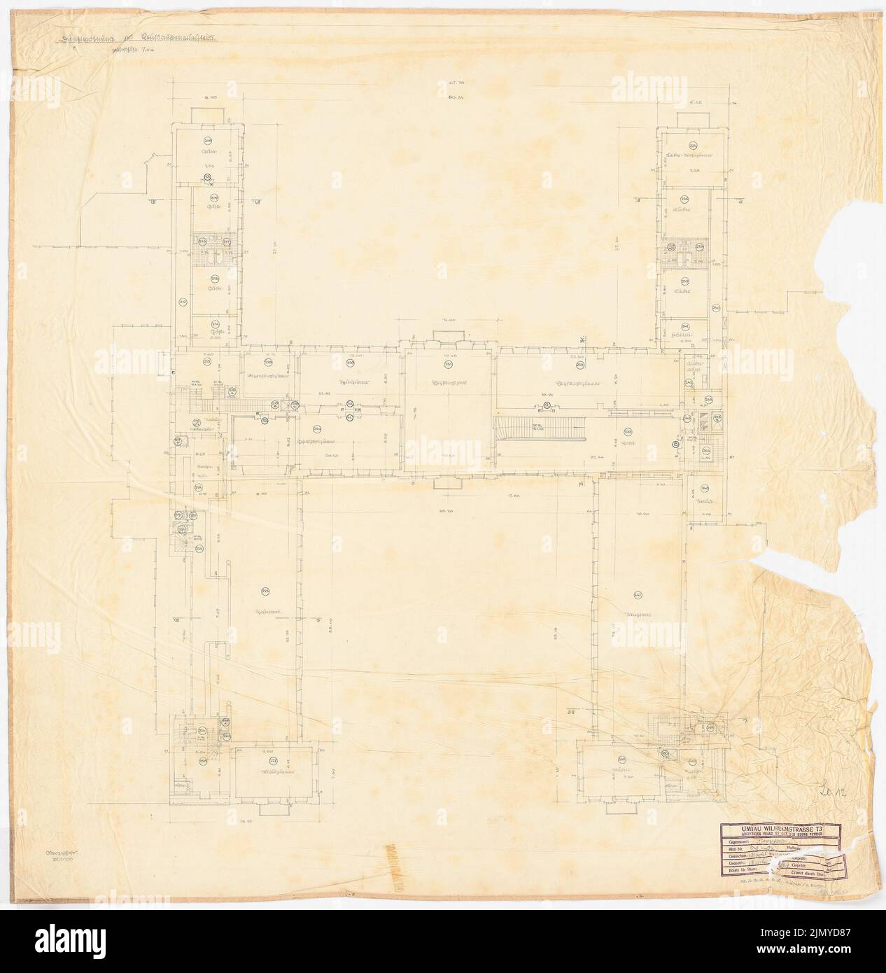 Böhmer Franz (1907-1943), appartement officiel du Reich Ministre des Affaires étrangères Joachim von Ribbentrop à Berlin-Mitte (15.08.1938): Grundriss OG 1: 100. Crayon sur transparent, 110,1 x 107,3 cm (y compris les bords de numérisation) Banque D'Images