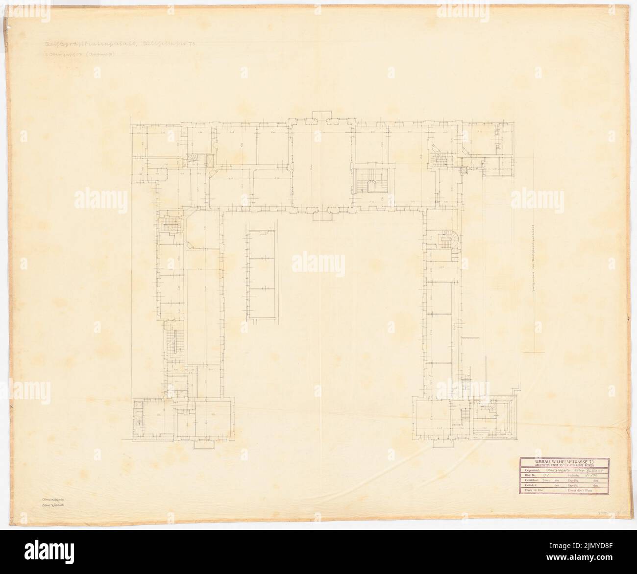 Böhmer Franz (1907-1943), appartement officiel du Reich Ministre des Affaires étrangères Joachim von Ribbentrop à Berlin-Mitte (1941-1941): Ancien état: Plan d'étage OG 1: 100. Crayon sur transparent, 93,5 x 112,3 cm (y compris les bords de numérisation) Banque D'Images