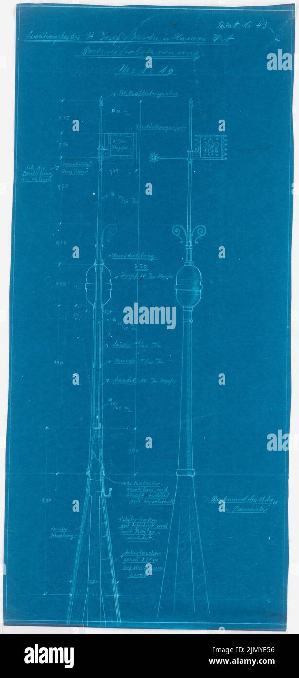 Klomp Johannes Franziskus (1865-1946), agrandissement de Saint-Joseph-Kirche, Hamm (26 août 1910) : Conseil de rappel 1:10. Photocalque sur papier, 67,2 x 31,8 cm (y compris les bords de numérisation) Banque D'Images