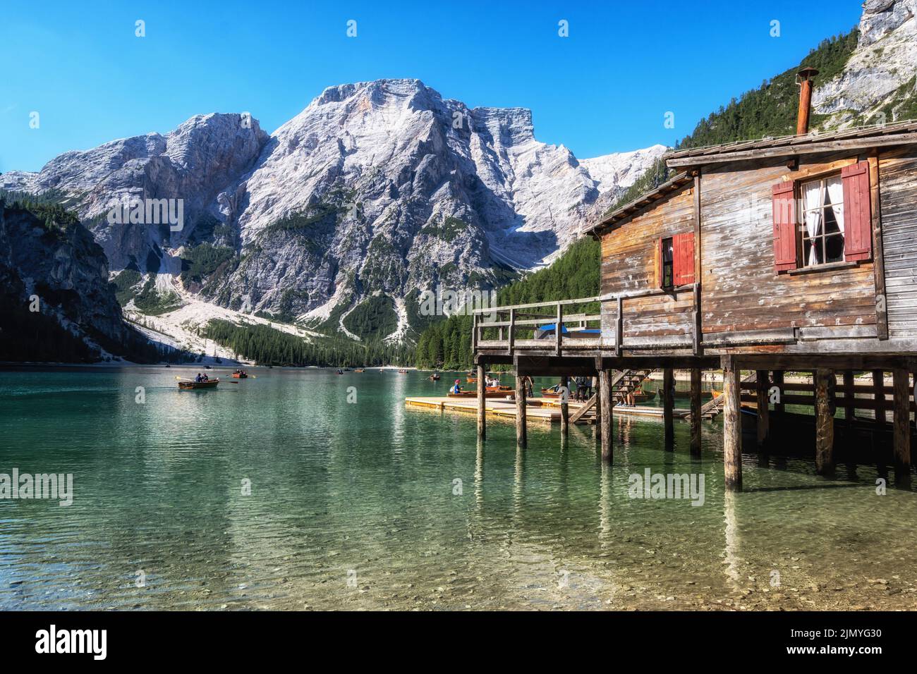 Lago di Braies Banque D'Images