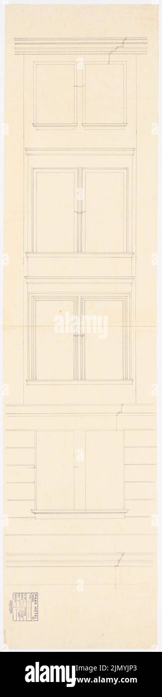 Böhmer Franz (1907-1943), Park Hotel à Poznan (27.08.1940): FaphaDENTail, profils existants: Voir 1:10. Crayon sur transparent, 186,8 x 46,7 cm (y compris les bords de numérisation) Banque D'Images