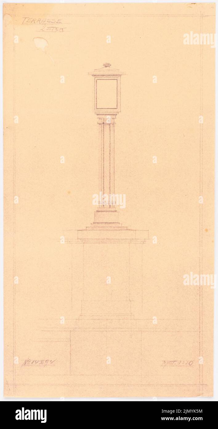 Böhmer Franz (1907-1943), Villa von der Heydt à Berlin-Tiergarten. Conversion (1938-1938): Lanterne sur la terrasse: Vue 1:10. Cassure légère sur le papier, 42,9 x 23,4 cm (y compris les bords de numérisation) Banque D'Images