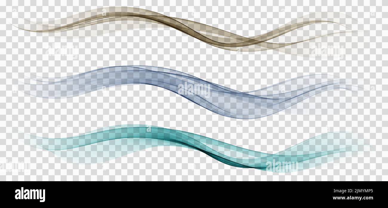 Ensemble d'éléments ondulés. Flux d'onde de couleur transparent. Elément de conception Illustration de Vecteur