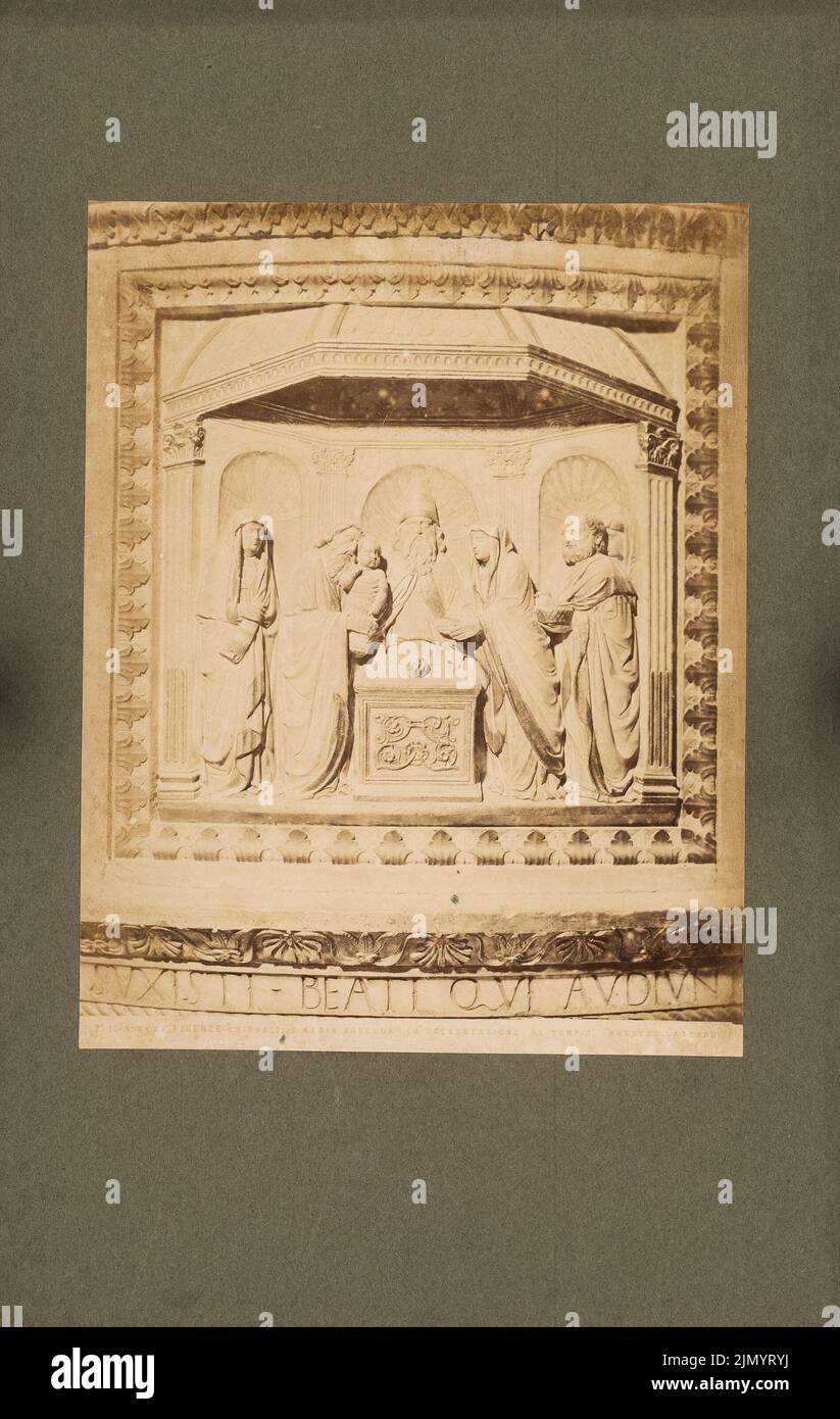 Brunelleschi Filippo (1377-1446), S. Maria Novella à Florence. Chaire (sans dat.): Kanzeldetail: Plongée du Christ dans le temple. Photo, 38,7 x 24,5 cm (y compris les bords de numérisation) Banque D'Images