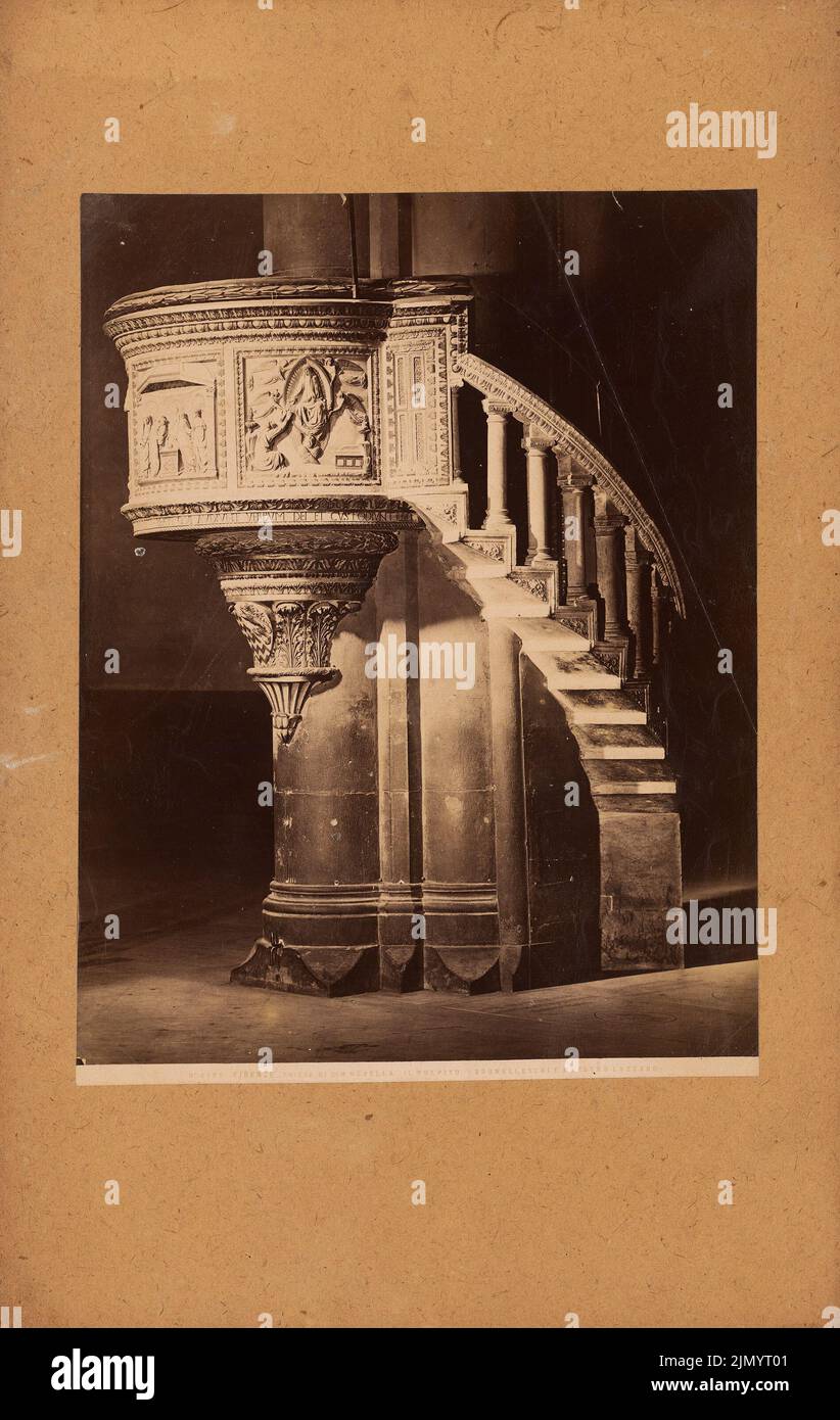 Brunelleschi Filippo (1377-1446), S. Maria Novella à Florence. PULPIT (sans dat.) : vue. Photo, 37,7 x 23,9 cm (y compris les bords de numérisation) Banque D'Images