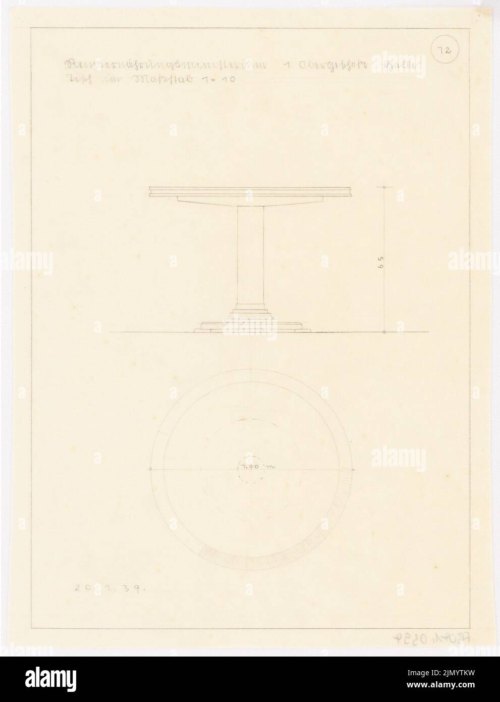 Böhmer Franz (1907-1943), Reich Ministère de l'alimentation et de l'agriculture à Berlin-Mitte (20 janvier 1939): Table ronde dans le hall au 1st étage: Plan d'étage, vue 1:10. Crayon sur transparent, 29,1 x 22,2 cm (y compris les bords de numérisation) Banque D'Images