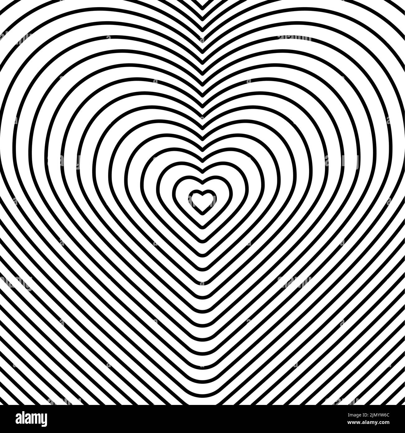 Cœur ligne amour fond art op Illustration de Vecteur