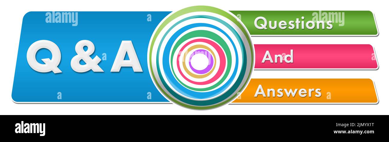 Q et A - questions et réponses des boîtes circulaires colorées horizontales Banque D'Images