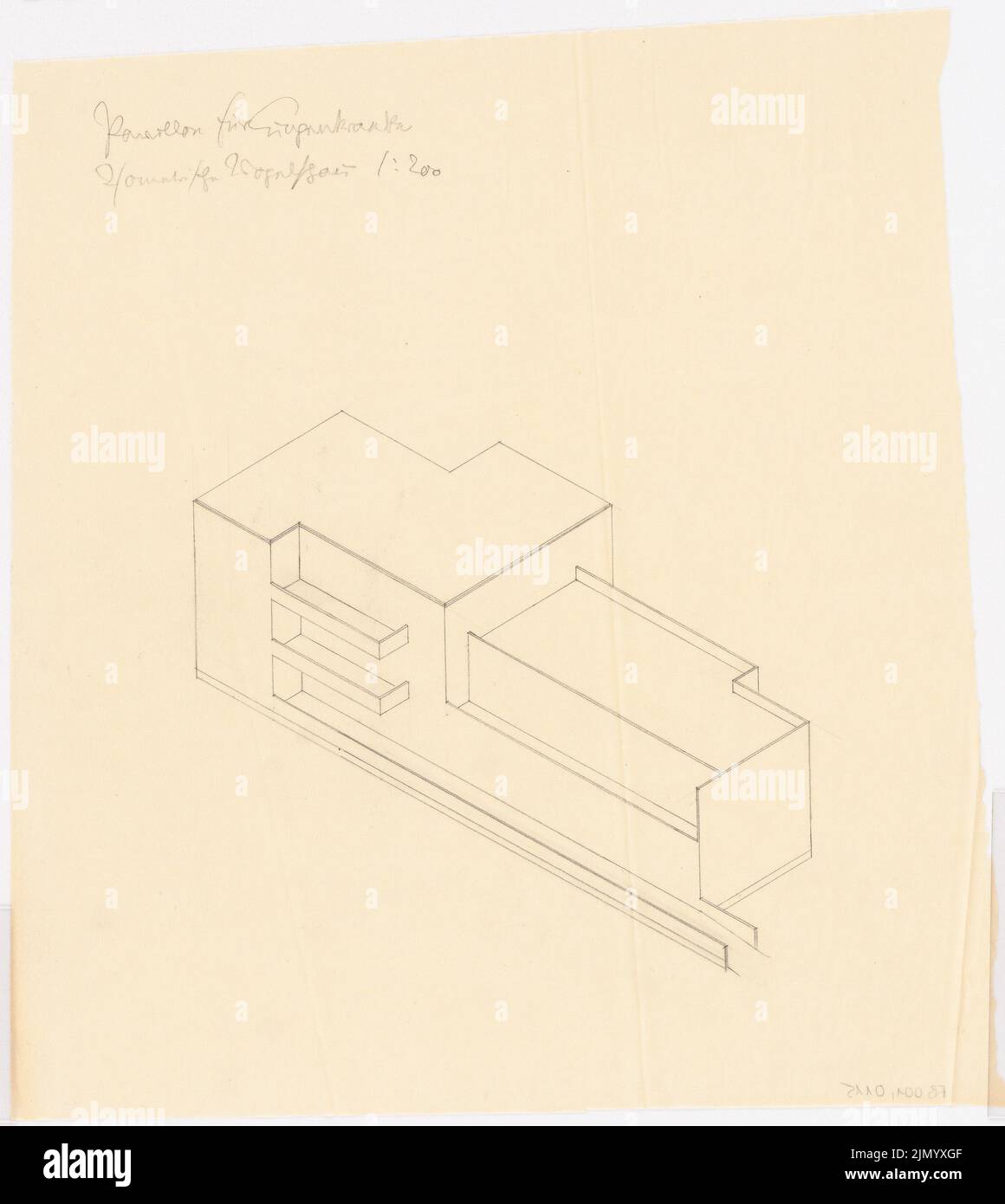 Böhmer Franz (1907-1943), hôpital (1925-1925): Pavillon pour les patients pulmonaires: Axométrie 1: 200. Crayon sur transparent, 43 x 38,4 cm (y compris les bords de numérisation) Banque D'Images