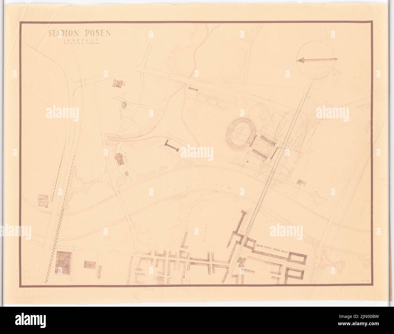 Böhmer Franz (1907-1943), Stade de Poznan (1941-1941): Département 1: 2500. Crayon sur le papier, 88,5 x 113,6 cm (y compris les bords de numérisation) Banque D'Images
