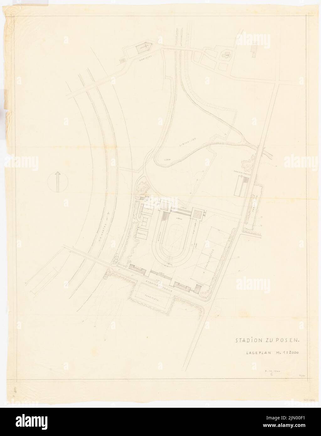 Böhmer Franz (1907-1943), Stade de Poznan (07.10.1940) : Département 1 : 2000. Crayon sur transparent, 101,4 x 79,8 cm (y compris les bords de numérisation) Banque D'Images