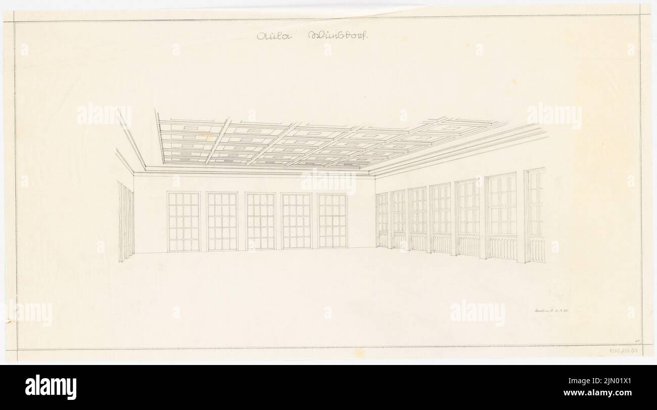 Böhmer Franz (1907-1943), véhicule à moteur à Wünsdorf (02.01.1937): Auda: Perspective intérieure. Crayon sur transparent, 49,2 x 88,6 cm (y compris les bords de numérisation) Banque D'Images