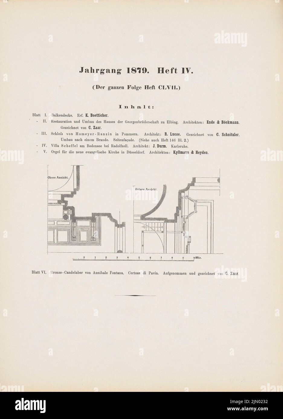 Kyllmann & Heyden, orgue de la nouvelle église évangélique de Düsseldorf. (De: Carnet d'esquisses architectural, H. 157/4, 1879.) (1879-1879) : table des matières, vue supérieure et inférieure. Couture sur papier, 35,2 x 25,4 cm (avec bords de balayage) Kyllmann & Heyden : Orgel für die neue evangelische Kirche, Düsseldorf. (AUS: Architektonisches Skizzenbuch, H. 157/4, 1879) Banque D'Images